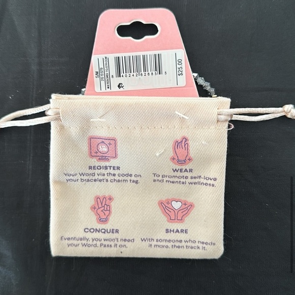 Little Words Project “Strength” Stretch Bracelet size Small/Medium Light Silver - Picture 4 of 6